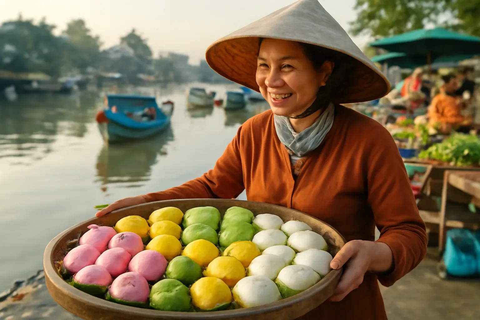 Bánh quê miền Tây ở chợ sáng: món nào ăn tại chỗ, món nào mang về
