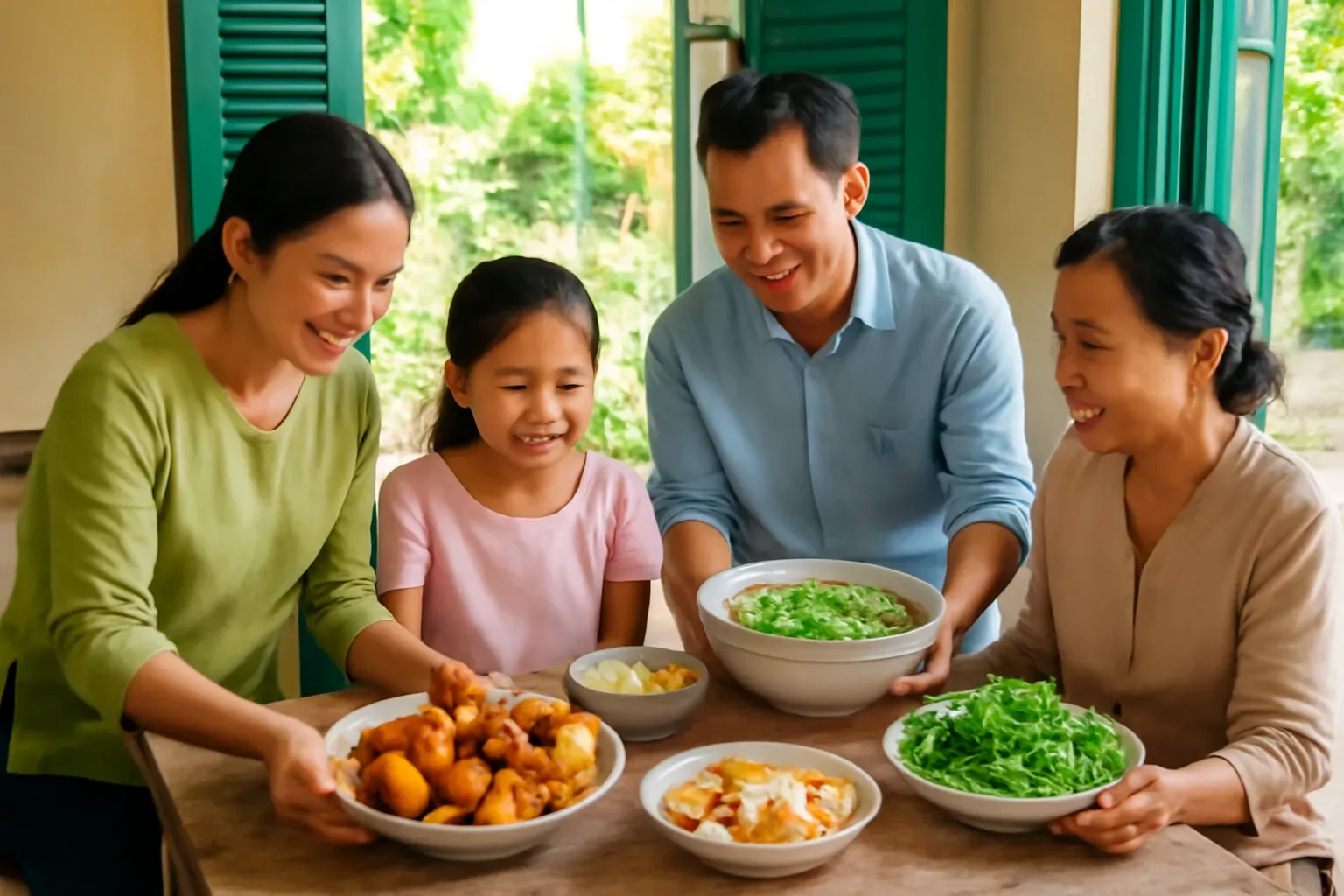 Mâm Tết quê Nam Bộ: thịt kho trứng, dưa giá, củ kiệu, canh khổ qua