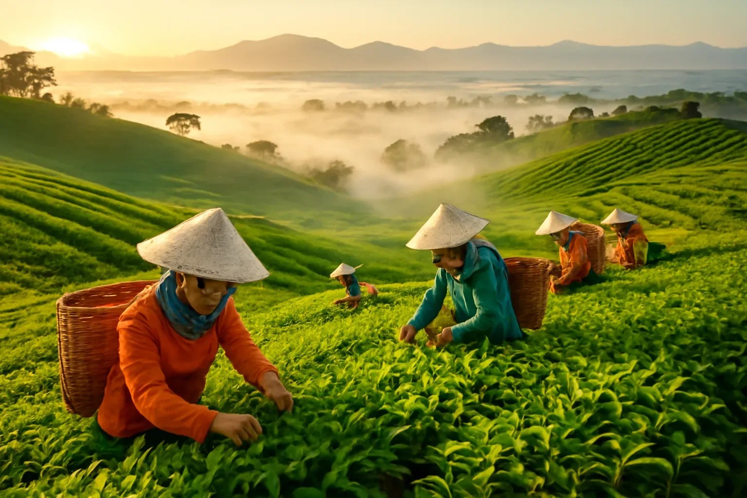 Một ngày ở làng chè Tân Cương: hái búp, sao chè và những mẹo của thợ