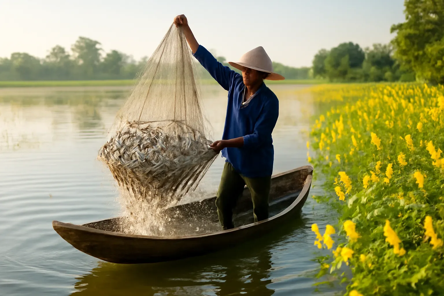 Mùa nước nổi miền Tây: cá linh, bông điên điển và bữa cơm theo con nước